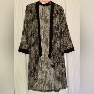 Initiatives Open Front Loose Knit Lightweight Cardigan Metallic Gold Medium